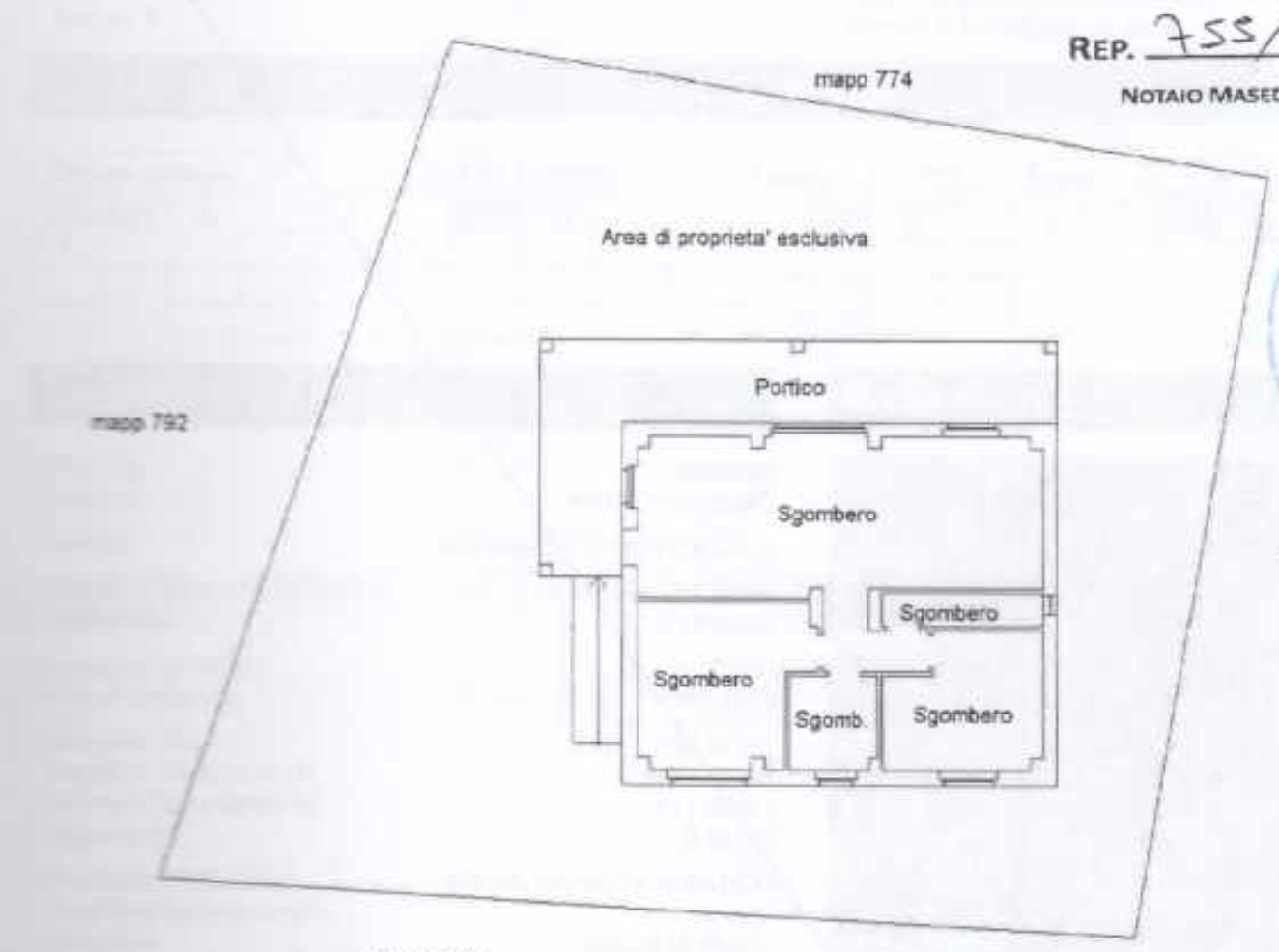 Planimetria del piano terra e area di proprietà